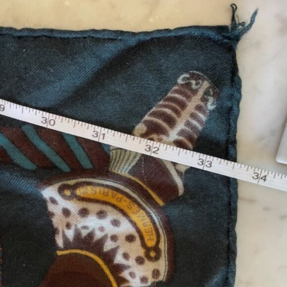 HERMES Flag Print Square Green Blue Gold Red Large Vintage Scarf - Picture 14 of 17